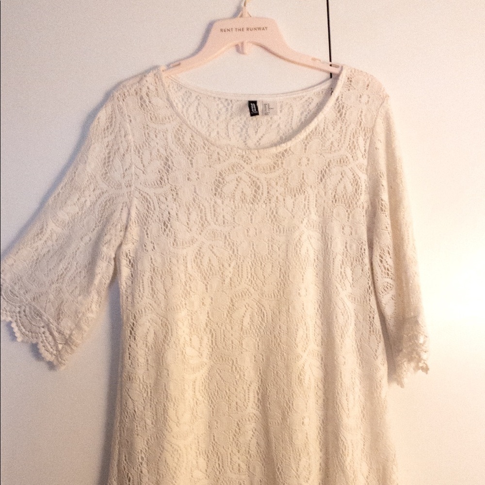 👗 White lace cotton dress